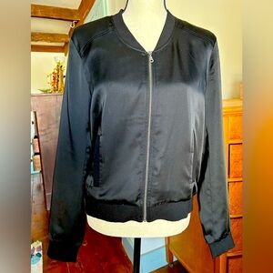 Black Satin Bomber Jacket